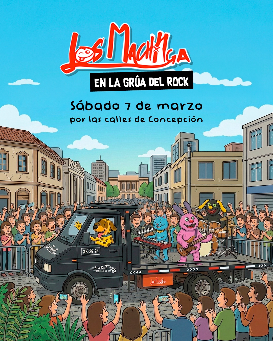 Los Machinga en la grúa del rock